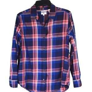 Levi’s Boyfriend Fit Button‎ Back Blue Plaid Shirt, Size Small